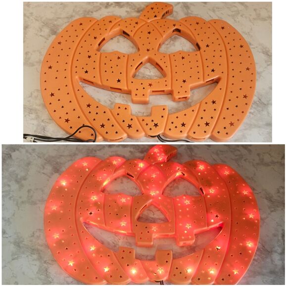 Vintage Haunted Hallow Halloween Jack-O-Lantern Lighted Pumpkin Window Display - Picture 1 of 10